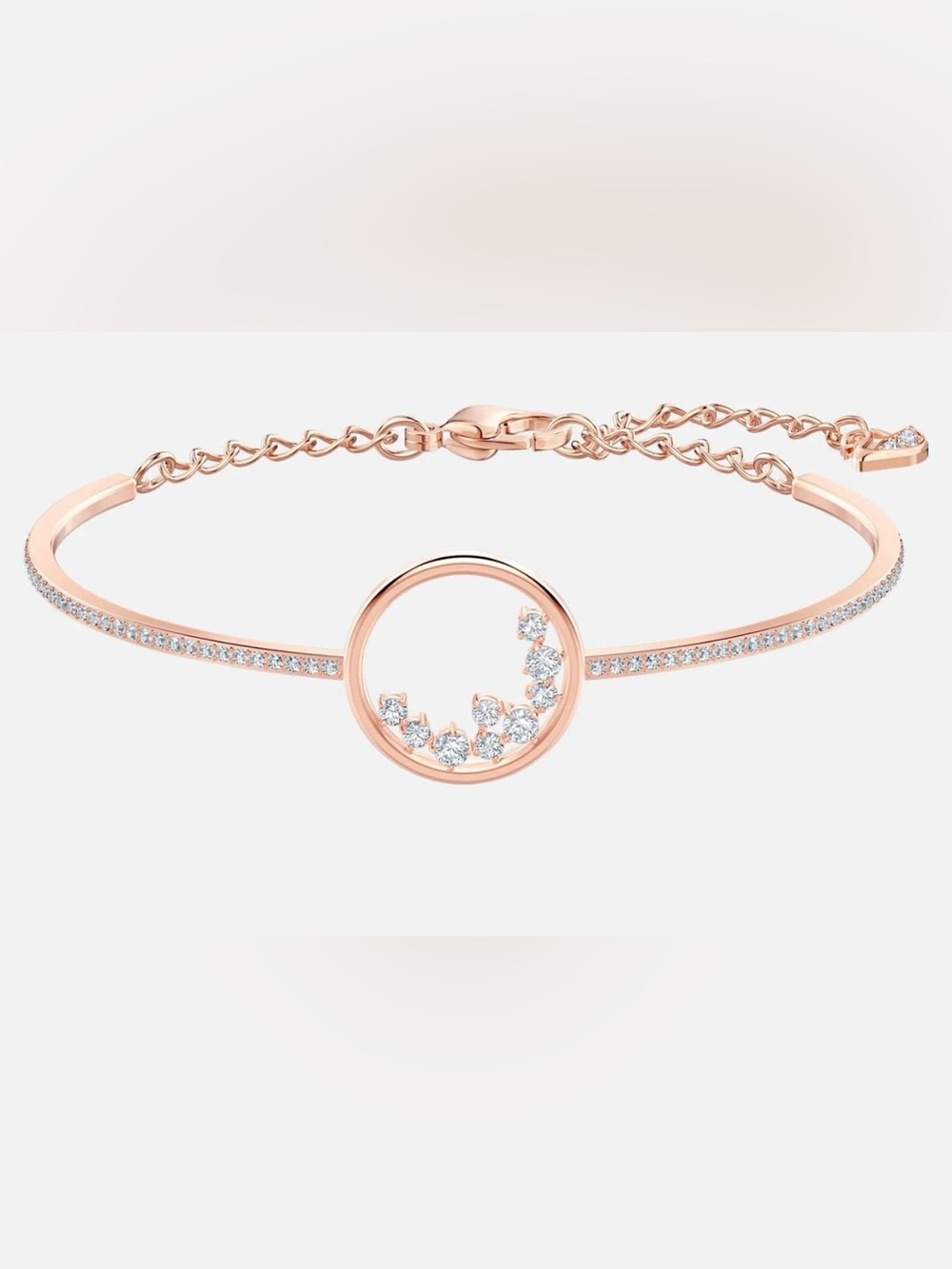 Swarovski Rose Gold Circle Bracelet with Clear Crystals
